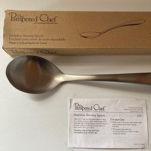Retired Pampered Chef Stainless Serving Spoon Rare NEW